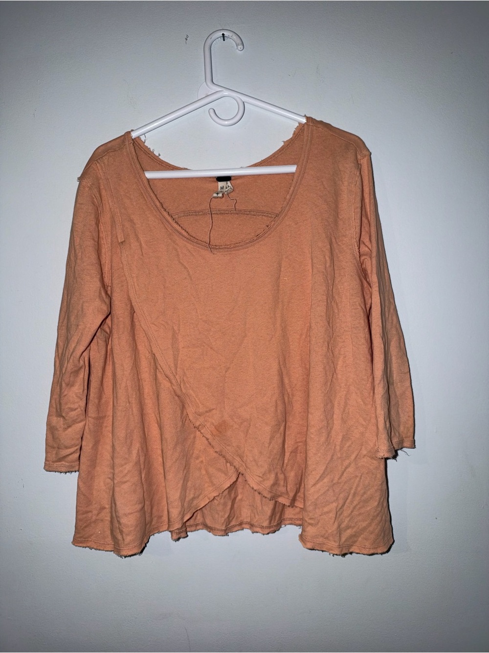 Free People Peach Long Sleeve Cross-Front Tunic